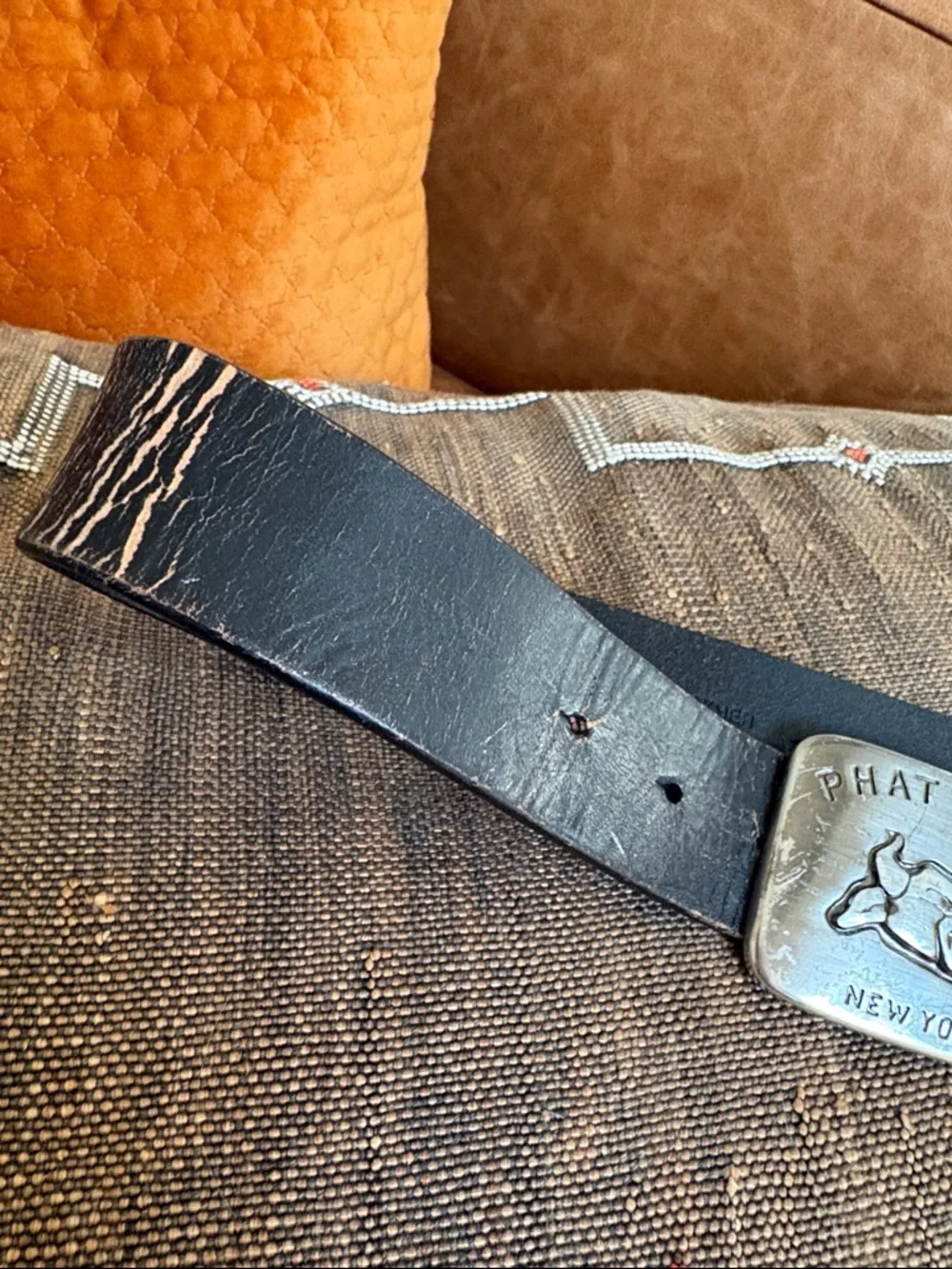 Vintage Phat Farm New York Metal Buckle Leather Belt